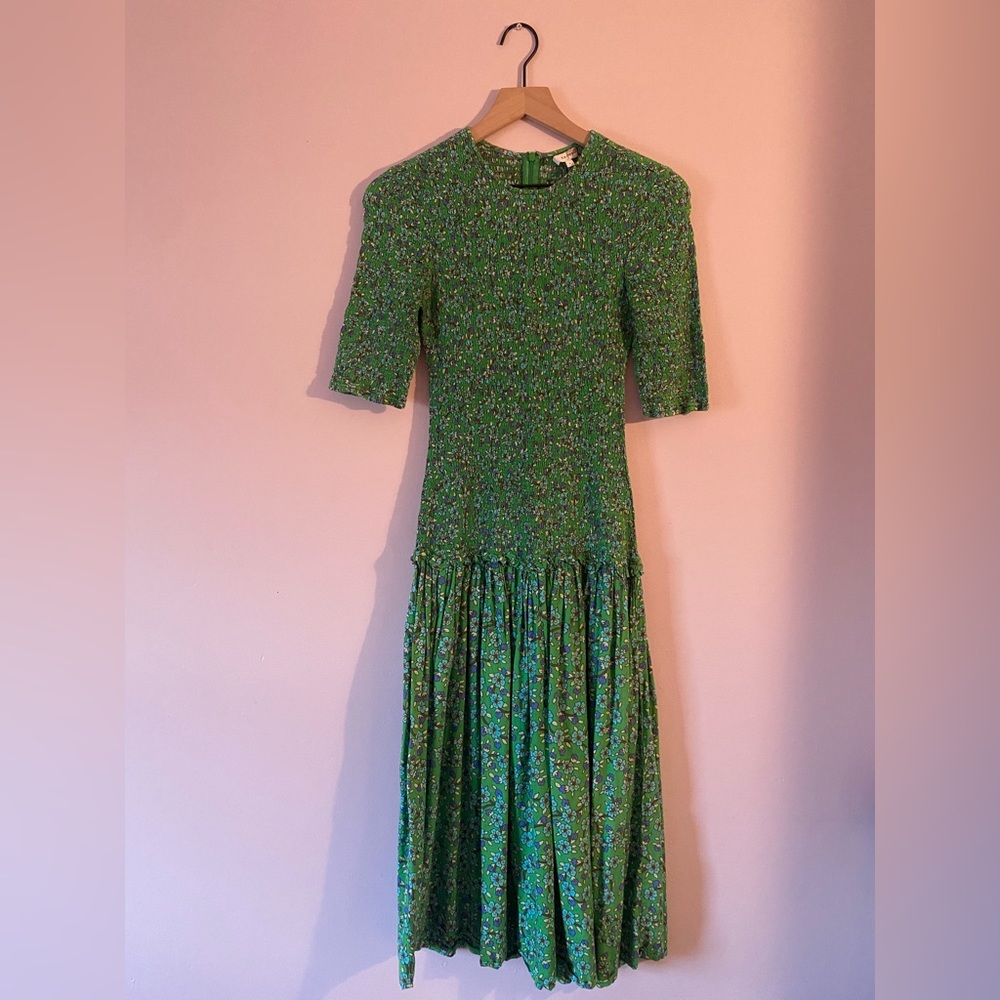 Rhode Zola Shirred Cotton Midi Dress
